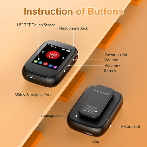 32GB Mp3 Player with Bluetooth 5.3,Portable Mp3 Mp4 Music Player with Clip,Good for Sports Support FM Radio Voice Record Built-in Micro SD Card Sl...