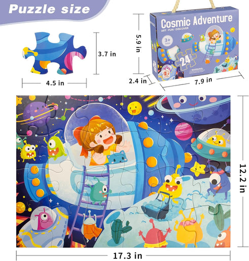 Puzzles for Kids Ages 3-5, Cosmic Adventure Jigsaw Puzzles with Packag Box, 24 Piece Jigsaw Puzzles for 3-8 Years Toddlers, Boys Girls Educational...