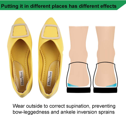 5 Pairs Medial & Lateral Heel Wedge Silicone Insoles - Corrective Adhesive Shoe Inserts for Foot Alignment, Knock Knee Pain, Bow Legs, Osteoarthri...