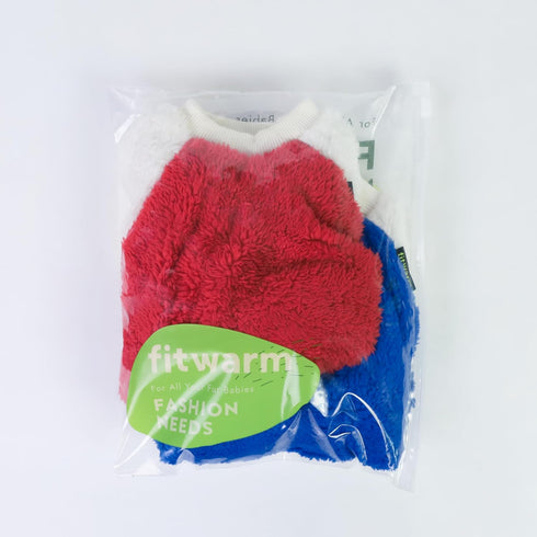 Fitwarm 2 Pack Fuzzy Fleece Dog Sweater, Thermal Dog Clothes for Small Dogs Boy Girl, Pet Cat Winter Outfit, Red, Royal Blue, Medium...