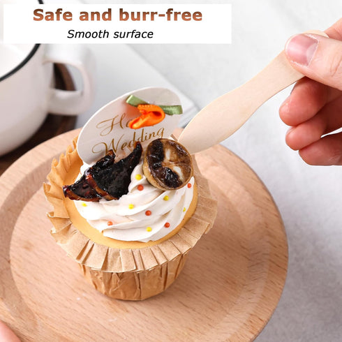 HANSGO 100PCS Wooden Ice Cream Spoons, Mini Tasting Spoons Wooden Small Dessert Spoons Sample Spoons for Crafts Tasting Sampling...