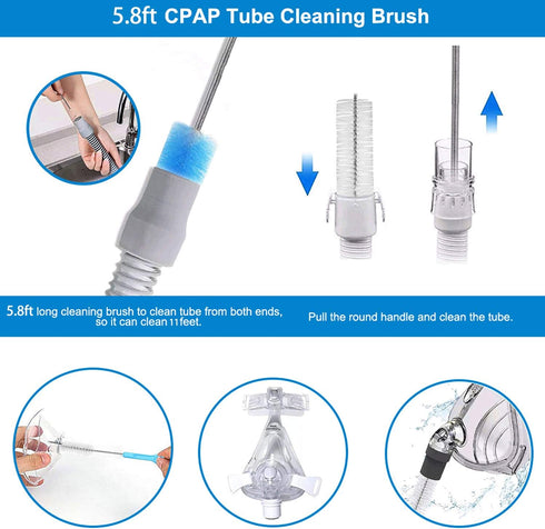 CPAP Tube Cleaning Brush - Flexible Stainless (6 Feet) Plus Handy Brush (10 Inches) fits Standard 22mm Diameter Tubing...