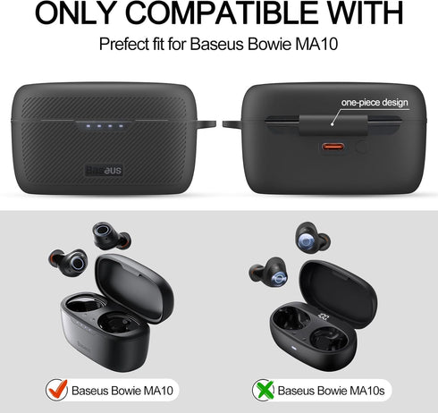 for Baseus Bowie MA10 Case, Silicone Case for Bowie MA10 Bluetooth Earbuds, Anti-Scrach Shockproof Protective Cover for Baseus MA10 Wireless Earbu...