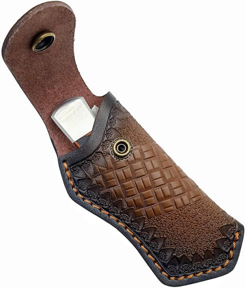 5'' Leather Folding Pocket Knife Sheath,Leather Knife Pouch for Buck 110,Knife Holster,Knife Sheaths (Dark Brown)...