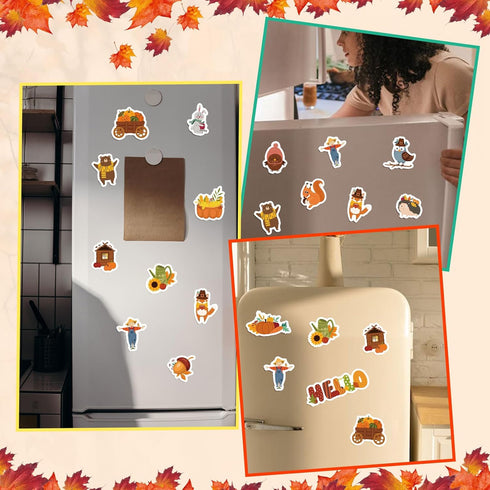 20pcs Fall Magnetic Decorations, Owls Pumpkin Fridge Magnets Autumn Theme Refrigerator Decals Happy Fall Magnets Fridge Decorations for Thanksgivi...