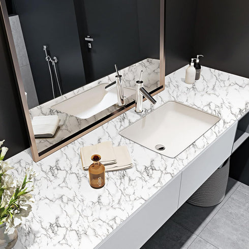Decoroom Marble Contact Paper 17.71''×118''?White Grey Peel and Stick Wallpaper?Glossy Self Adhesive Marble Granite Paper for Kitchen Countertops ...
