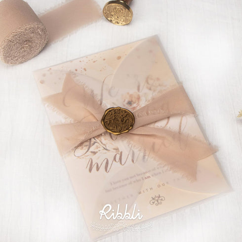 Ribbli Chiffon Ribbon 1.5 inch x 30 Yard Handmade Silk Ribbon,Cream/Champagne/Beige Fringe Chiffon Ribbon for Wedding Invitations, Bridal Bouquets...