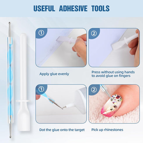 110 ml B7000 Adhesive Rhinestones Glue for Crafts, B7000 Glue Clear Glue with Glue Spreaders and Dotting Pen Tool, Multipurpose Jewlery Glue for F...