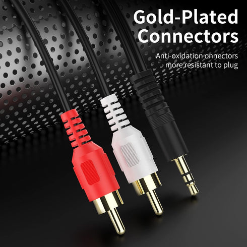 3.5mm to 2 Male RCA Cable - 6FT Stereo Audio Adapter Braided Hi-Fi Sound Auxiliary Y Splitter, Metal Shell Shielded Aux RCA Y Cord Compatible with...
