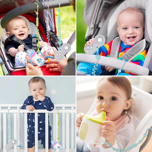 Chuya Toy Straps for Baby 3 Pcs,Silicone Baby Pacifier Holder, Baby Toy Strap Applies to Car Seat Toy,Teether?Teething Toy,High Chair Baby Toy, St...