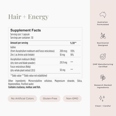 JSHealth Vitamins Hair and Energy Formula Hair Growth Vitamins | Hair Vitamins for Women and Men | Zinc and Iodine Hair Supplements for Hair Growt...