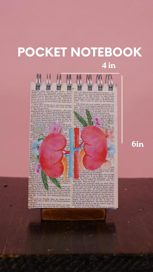Notebook A6 (4.13 x 5.83 in) Lined, Twin-Wire Spiral, Hardcover Journal - Medical edition - For nurses, doctor and healthcare workers - Heart, lun...