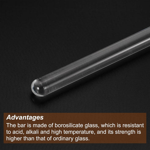 MECCANIXITY 3.3 Borosilicate Glass Stick 7.87" Length 10mm Dia Stir Rod Mixing Tools with Both Ends Round for Lab Kitchen Science 6Pcs...