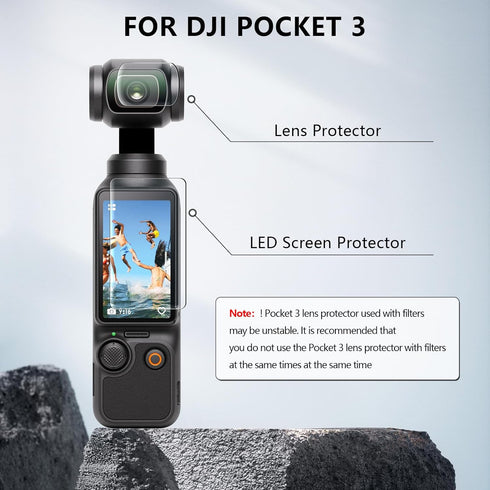 FPVtosky 2 Lens Protector + 2 LCD Screen Protector for DJI Osmo Pocket 3, DJI Pocket 3 OP3 Tempered Glass Film Accessories, 9H Hardness, Touch Sen...