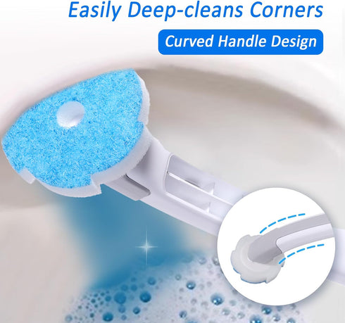 Disposable Toilet Brush and Holder Set with 16 Refills, Toilet Bowl Brush Cleaner Long Handle Wand, Compact Bathroom Toilet Scrubber Cleaning Supp...