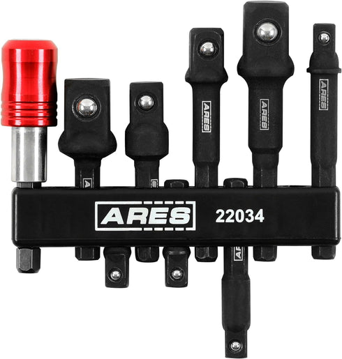 ARES 22034 – 9-Piece Impact Grade Socket Adapter and Bit Coupler Set - Turns Impact Drill Driver into High Speed Socket Driver - 1/4-Inch, 3/8-Inc...