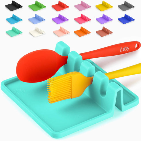 Zulay Kitchen Silicone Utensil Rest with Drip Pad for Multiple Utensils - BPA-Free, Heat-Resistant Spoon Rest & Spoon Holder for Stove Top - Kitch...