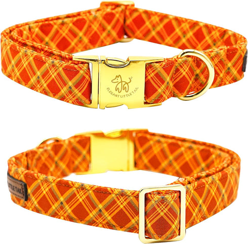 Elegant little tail Dog Collar, Fall Dog Collar Plaid Holiday Pet Collar Dog Halloween Dog Bow Collar Pet Durable Adjustable Girl Boy Dog Collar f...