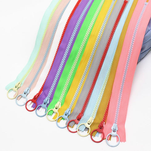 YaHoGa 10PCS 16 Inch (40CM) #5 Plastic Zippers with Lifting Ring Pull Close End Vislon Resin Zippers for DIY Sewing Craft Bags Garment (16" C/E)...