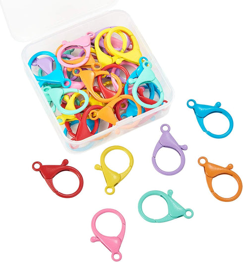 LiQunSweet 35 Pcs 7-Colors Iron Lobster Claw Clasp Hard Hook Lanyard Snap Clips DIY Accessories Hardware for Crafts Bags Keychains Jewelry Making ...