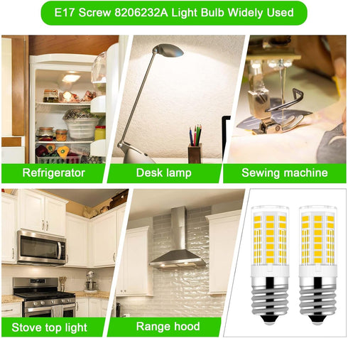 E17 LED Bulb, Dimmable Microwave Light Bulb 40W Incandescent Replacement for Whirlpool Maytag GE Over The Range Hood Microwave, Under Hood, Refrig...