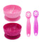 ChooMee Baby Suction Bowls & FlexiDip Learning Utensil Set, 4 CT Small, Light & Dark Pink...