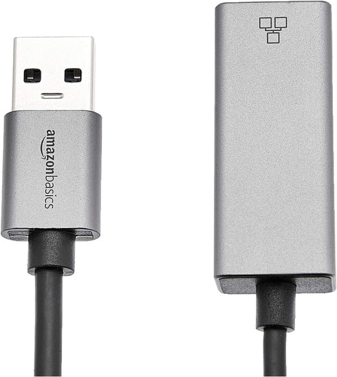 Amazon Basics Aluminum USB 3.0 Gigabit Ethernet Adapter, Gray, 1.97 x 0.83 x 0.59 inches...