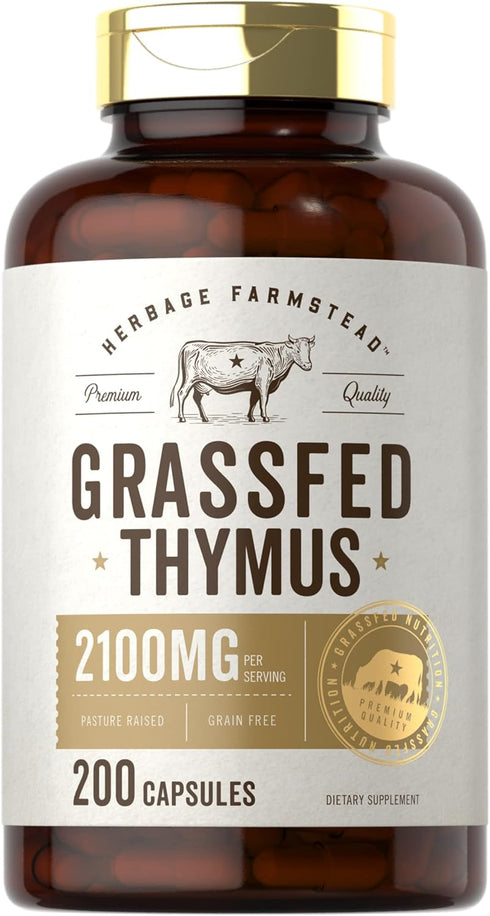 Carlyle Grass Fed Beef Thymus Supplement | 4200mg | 200 Capsules | Pasture Raised, Non-GMO, Gluten Free | by Herbage Farmstead...