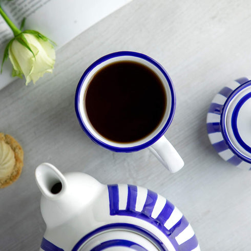 City to Cottage Handmade Dark Navy Blue Stripe Ceramic Extra Large 17.5oz/500ml | Hot Chocolate, Coffee, Tea Mug, Cup with Handle Unique Designer ...