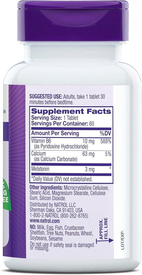 Natrol Melatonin 3 mg, Dietary Supplement for Restful Sleep, Sleep Supplements for Adults, 60 Melatonin Tablets, 60 Day Supply...