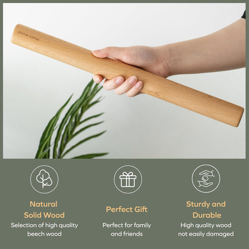 Muso Wood Rolling Pin for Baking Wooden Pizza Dough Roller(Dowel 15.75-Inch-by-1.38-Inch)...