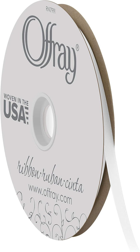Offray 1/4" Wide Double Face Satin Ribbon, 100 Yards, White...