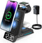 Wireless Charging Station - 4 in 1 Wireless Charger with Alarm Clock, Charging Stand Dock for iPhone 15/14/13/12/11/Pro/Max/XR/XS/X/Samsung Phone,...