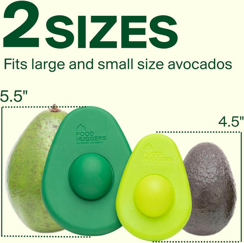 Food Huggers Avocado Huggers 2pc Silicone Reusable Avocado Savers with Pit Storage | BPA Free, Dishwasher Safe Holder | Large & Small Set...