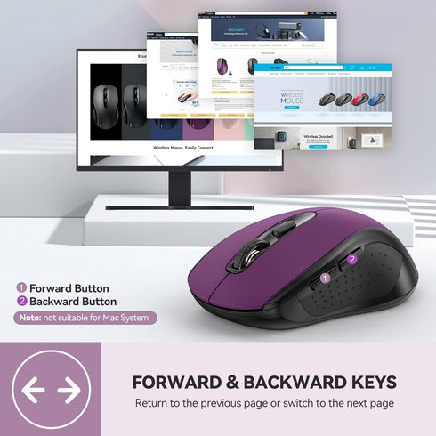TECKNET Bluetooth Wireless Mouse, 2-in 1 Bluetooth 5.0 & 3.0 Mouse 2.4G Wireless Portable Optical Mouse with USB Nano Receiver, Ergonomic Mouse fo...