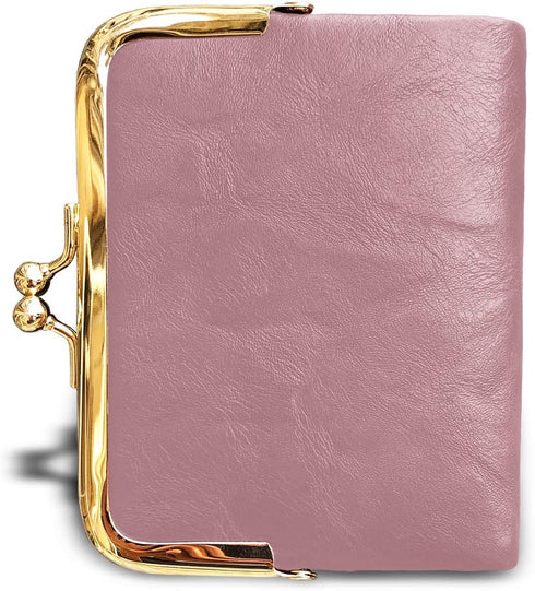 AOXONEL Womens Wallet Small Rfid Ladies Compact Bifold Leather Vintage Coin Purse With Zipper and Kiss Lock...