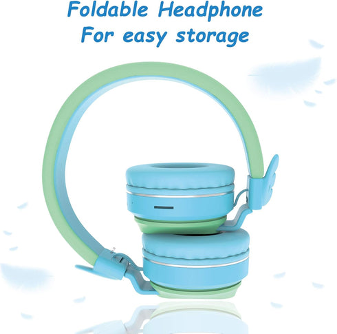 Riwbox BT05 Bluetooth Kids Headphones Wireless Foldable Headset Over Ear with Volume Limited and Mic/TF Card Compatible for iPad/iPhone/Tablet (Gr...
