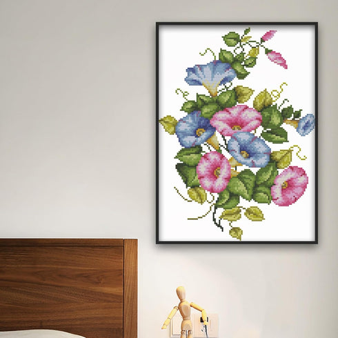 Rosyfoxes Cross Stitch Kits Stamped Full Range of Embroidery Starter Kits for Beginners DIY 11CT 3 Strands - Morning Glory (Printed) 35×44cm...