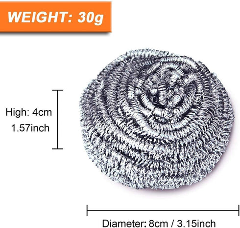 24 Pack 30g Stainless Steel Sponges - Stainless Steel Scouring Pad, Steel Wool Scrubber, Metal Scrubbers for Pans, Steel Wool Soap Pads, Cooking U...