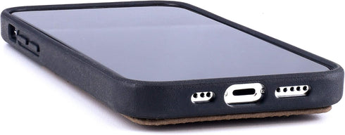 Dockem BIO Wallet Case for iPhone 12 and iPhone 12 Pro: Sensible Materials, Magnetic Mounting & 2 Credit Card Holder Slots (6.1" M2B, Black and Ta...