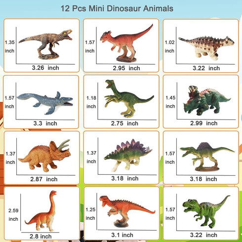 RUSON 12 Pcs Mini Dinosaur Animals Figures Toys, Realistic Dinosaur Playset Figurines Cake Topper Toy Set Christmas Birthday Easter Egg Gift Party...