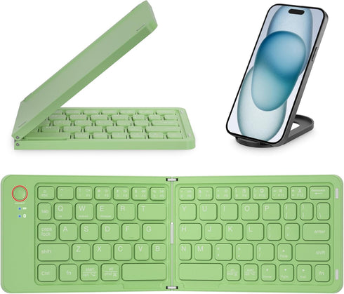 Mini Foldable Bluetooth Keyboard - Portable Wireless Full Size Keyboard (Sync Up to 3 Devices), Ultra-Slim Aluminum Travel Folding Keyboard for iP...