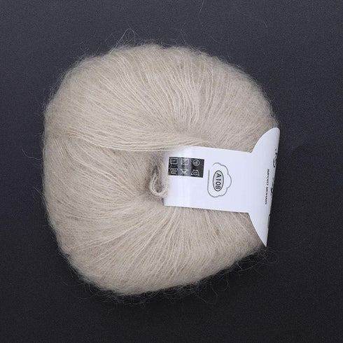 Soft Mohair Wool Knitting Yarn Lightweight Hand Knitwear Yarn DIY Shawl Scarf Crochet Thread(Beige)......