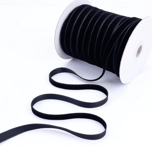 48 Yards Black Velvet Ribbon 3/8Inch Velvet Fabric Ribbon Trim Single Face Spool Satin Velvet Ribbon for Gift Wrapping Bow Making Christmas Decora...