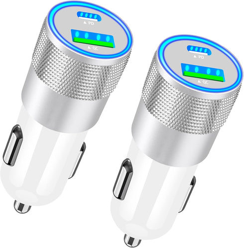 USB-C Car Charger Fast Charging, Rombica 2Pack 66W Type-C PD&QC3.0 Power Cigarette Lighter USB Car Charger Adapter for iPhone 15/15 Pro/15 Pro Max...