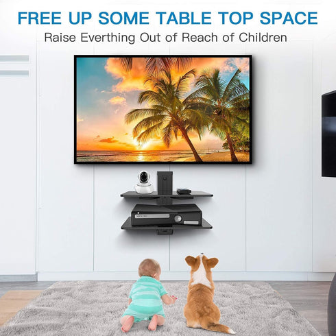 PERLESMITH Floating AV Shelf Double Wall Mount TV Shelf - Holds up to 17.6lbs - DVD DVR Component - Perfect for Xbox, Projector, WiFi Router, Game...