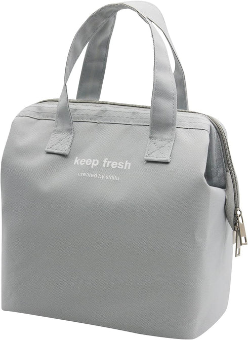 Mziart Insulated Lunch Bag Simple Bento Cooler Bag Lunch Tote Bag for Lunch Box for Women Men Adult Picnic Working Hiking Beach (Grey)...
