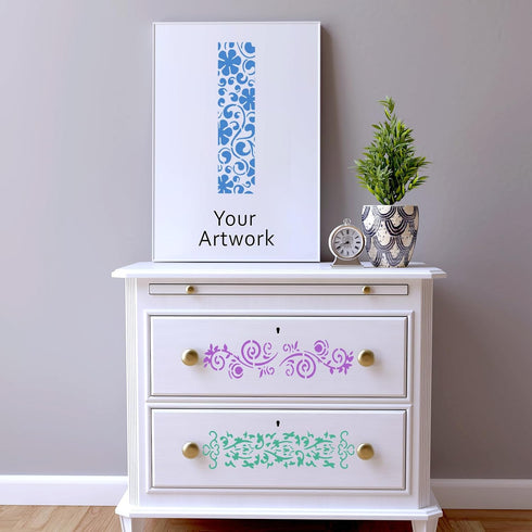 12 Pieces Stencils for Painting, Reusable Border Leaf Stencil, Furniture Cake Decorative Stencils for Wood Wall DIY Art Craft Canvas Fabric Home D...