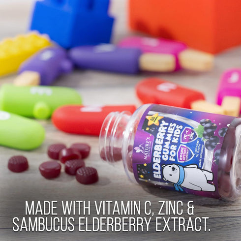 Sambucus Elderberry Immune Gummies for Kids with Vitamin C, Zinc & Elderberry, Daily Childrens Immune Support Vitamins Gummy Children Ages 2 Up, N...