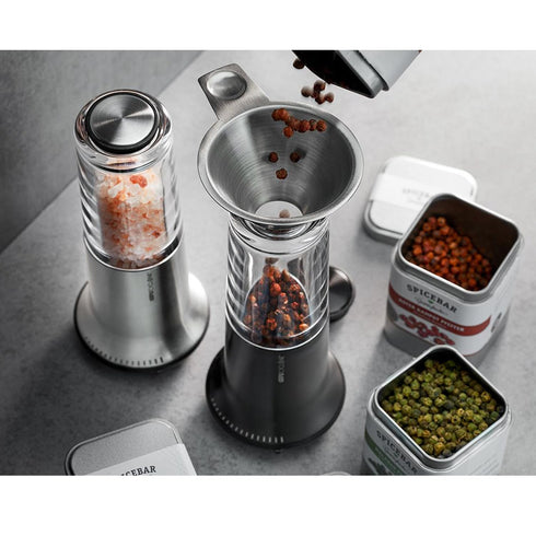 Stainless Steel Spice Funnel with Handle for Kitchen Use Filling Spice Jars, FIFO Squeeze Bottles, Spill-Free Metal Funnel for Salt Pepper Powder,...